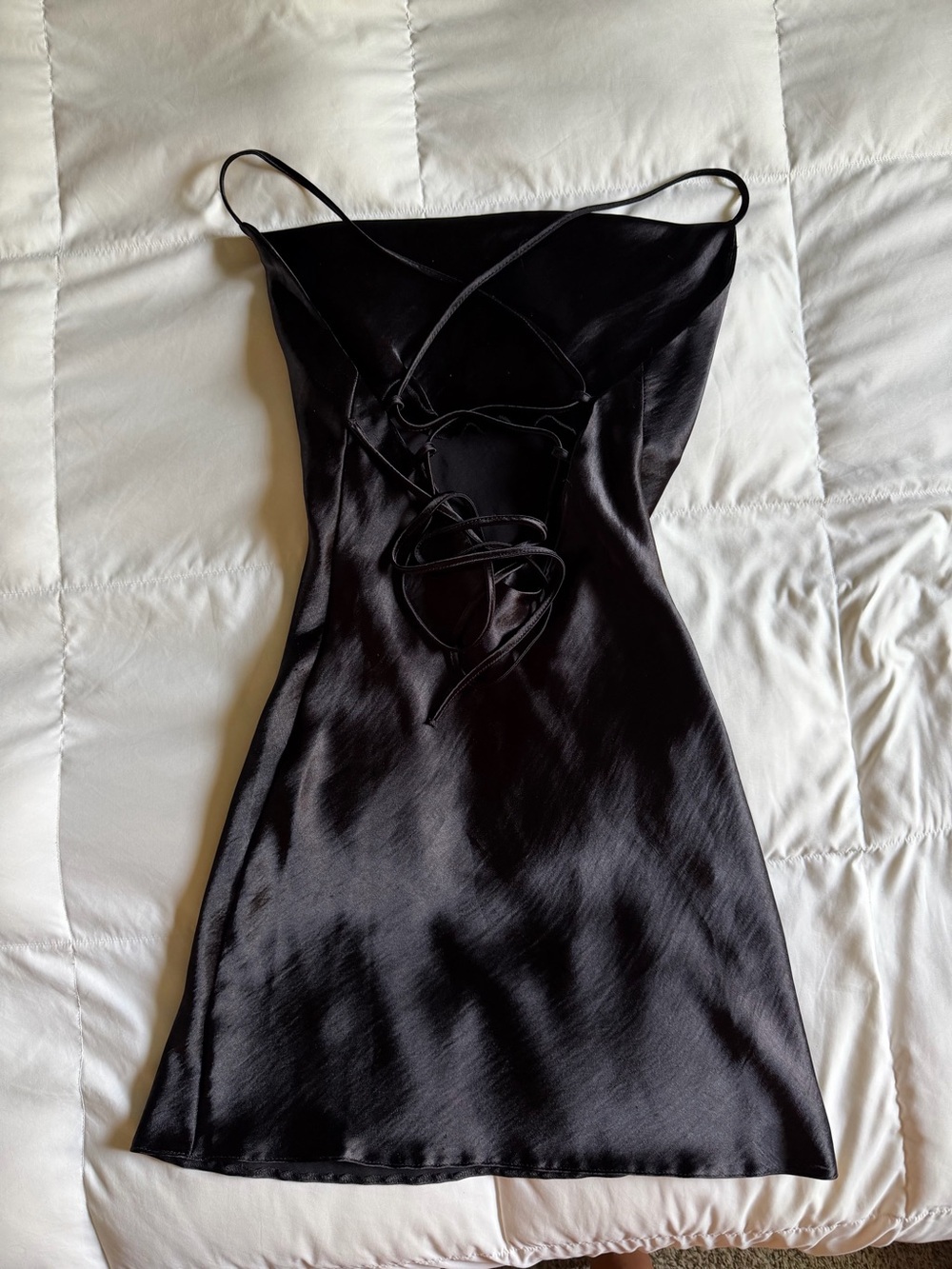 ASOS Black Satin Mini Slip Dress - Picture 3 of 4